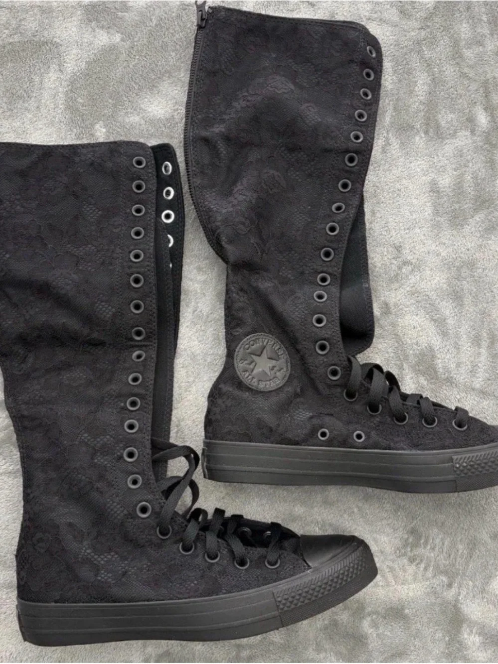Converse Black Lace Over-the-Knee Lace-Up Boot